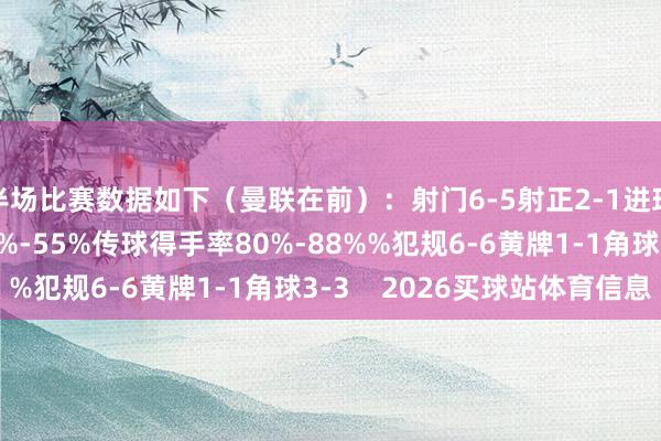 半场比赛数据如下（曼联在前）：射门6-5射正2-1进球契机1-2控球率45%-55%传球得手率80%-88%%犯规6-6黄牌1-1角球3-3    2026买球站体育信息