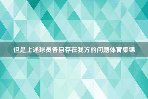 但是上述球员各自存在我方的问题体育集锦