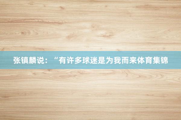 张镇麟说：“有许多球迷是为我而来体育集锦