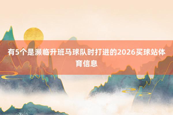 有5个是濒临升班马球队时打进的2026买球站体育信息