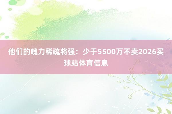 他们的魄力稀疏将强：少于5500万不卖2026买球站体育信息