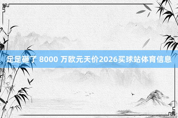 足足砸了 8000 万欧元天价2026买球站体育信息